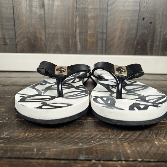 Kate Spade White Black Glasses Pattern Flip Flop Thong Sandals Size Small 5-6 - Picture 4 of 10